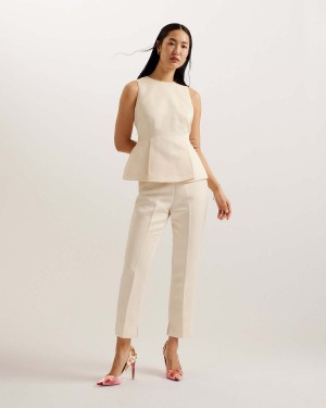 Ted Baker AKENI Bez Rękawów Peplum Top Nude | 58QTPBFVU