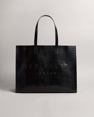 Ted Baker ALLICON Mock Croc Icon Tote Bag Czarne | 89SARCDUY