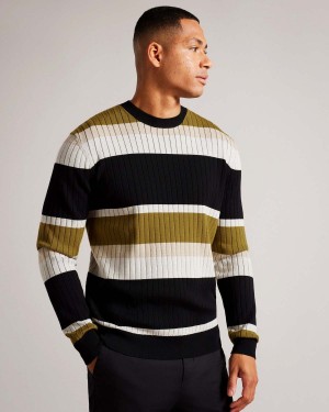 Ted Baker ARRAY LS Regular W Paski Crew Neck Natural | 56HCQEDNS