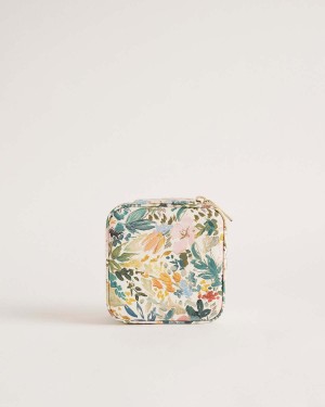 Ted Baker BEKSIA Floral Printed Medium Jewellery Case Białe | 82VSZFXRO