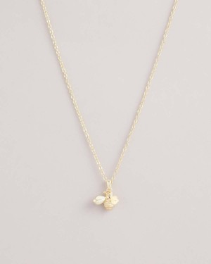 Ted Baker BELLEMA TBJ1836 Bumble Bee Pendant Złote | 92MWCJSAF