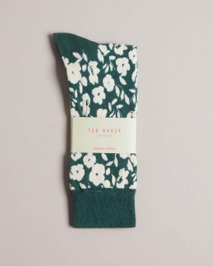 Ted Baker COLDDAY Floral Pattern Sock Zielone | 38QISEFPZ
