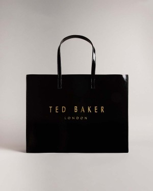 Ted Baker CRIKON Szerokie Crinkle Texture Icon Tote Bag Czarne | 07BZLYKIA