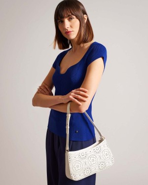 Ted Baker CYNDIY Engineered Rib Fitted Knit Top Niebieskie | 24UIQDWCL