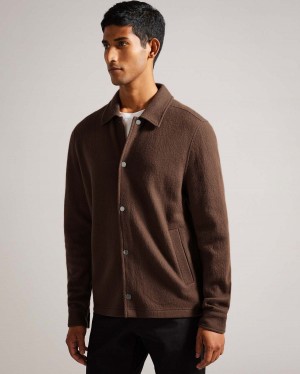 Ted Baker EASON LS Button Through Wełna Jacket Ciemny | 54FUZMVPJ