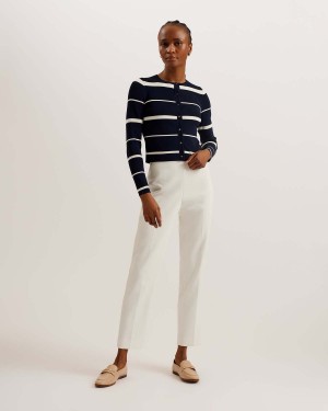 Ted Baker ELORIAA Crew Neck Fitted Cardigan Granatowe | 96UWHLEFY