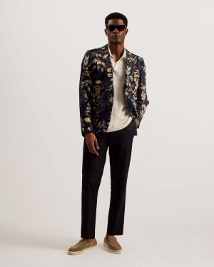 Ted Baker EMILIOJ Jersey Floral Suit Jacket Czarne | 95KMFDHAG