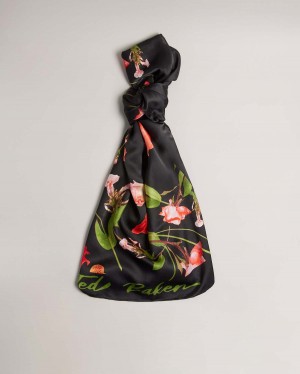 Ted Baker FIONAAS Floral Long Silk Scarf Czarne | 01SJPCFMK