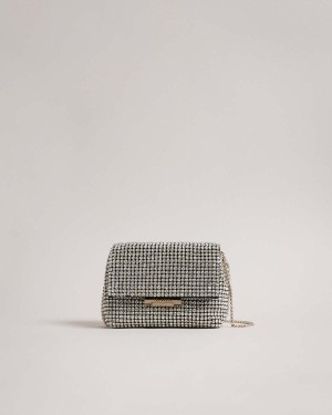Ted Baker GLITERS Crystal Mini Cross Body Bag Srebrne | 18UJZMHDW