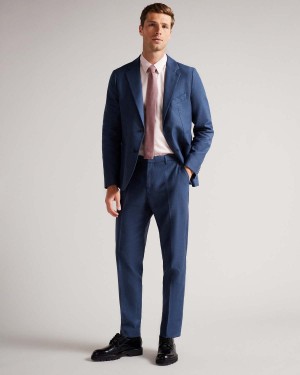 Ted Baker GRINTON Slim Fit Linen Trs Granatowe | 39RJBLKHW
