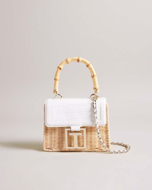 Ted Baker JAYNINA Imitation Croc Mini Basket Bag Ecru | 32FCDTUYR