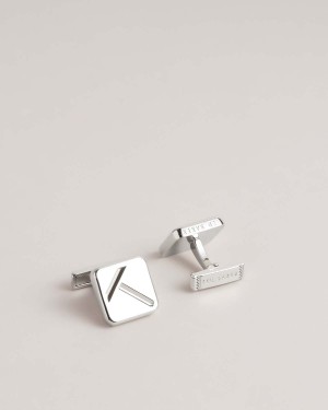 Ted Baker KLASSIK Metal Cufflink And Tie Pin Set Srebrne | 30QRVLJDS