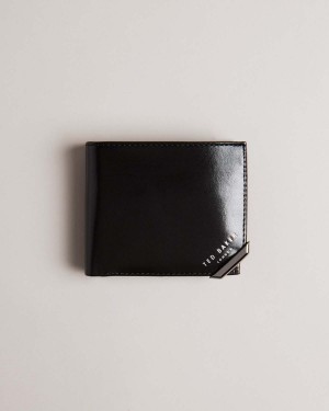 Ted Baker KORNERR Metal Corner Bifold Coin Wallet Czarne | 04HPMESNK