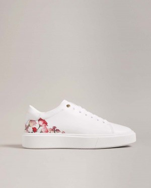 Ted Baker LORNY Floral Printed Platformie Trainer Białe | 68RZSMOYL