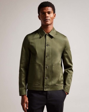 Ted Baker LUCIANJ Slim Fit Bawełniane Sateen Jacket Ciemny | 34ITYCPSL
