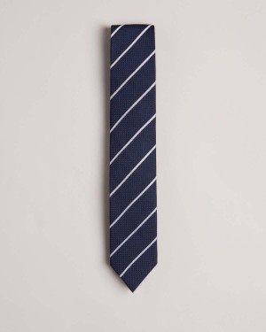 Ted Baker LUCIIO Narrow Stripe Tie Granatowe | 04YAIUBHM