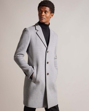 Ted Baker RUEBY Wełna Blend City Coat Szare | 42YUTXGRH