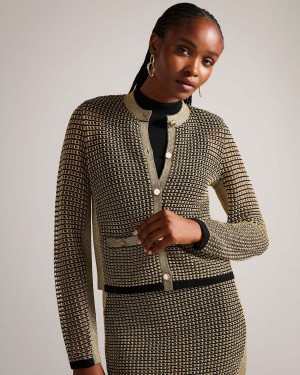 Ted Baker SALLYAN Stitch Detail Trykotowy Jacket Gunmetal | 70PLJANCQ