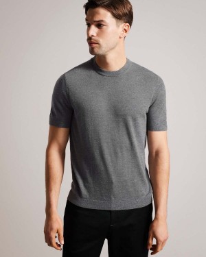 Ted Baker SENTI SS Trykotowy Plain Tshirt Granatowe | 45HXBQAKC