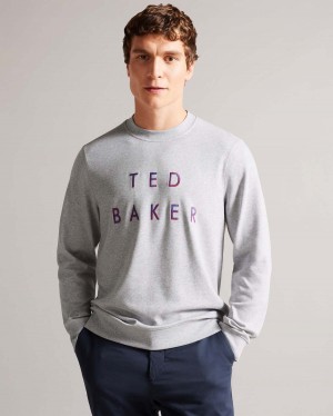 Ted Baker SONICS LS Regular Branded Sweat Szare | 21LKVFQTH