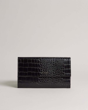 Ted Baker Travelz Passport Holder Travel Wallet Czarne | 63MKZQEWR