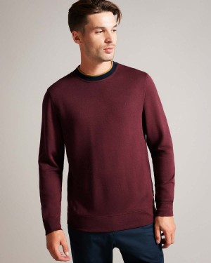 Ted Baker ZYLEM LS Regular Soft Touch Sweatshirt Bordowe | 79COFAJIT
